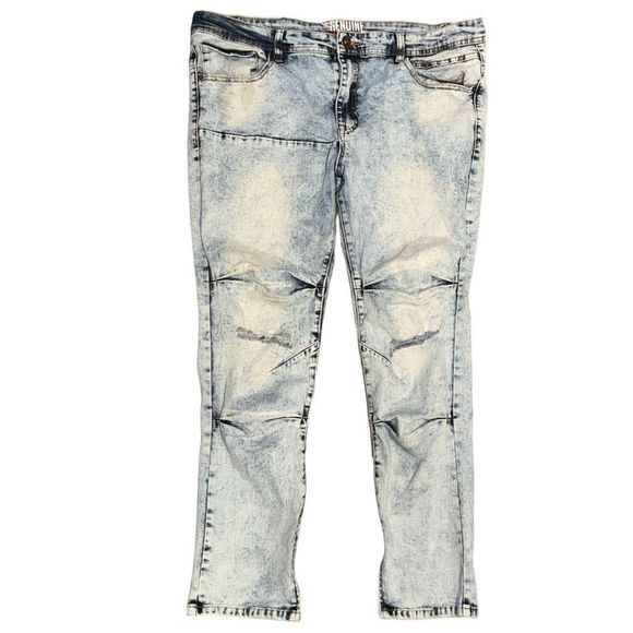 Genuine  Authentic distressed Blue Jeans size 38 x 30 - Picture 2 of 7